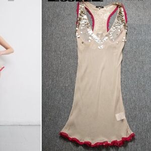 ISO!!!! Patrizia Pepe Beige Silk Dress with Red Trim